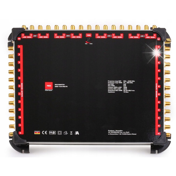 Multiswitch Opticum OMS 17/24, 4x Satelit, 0dB, 6dB, 326x264x42mm, set cu alimentator