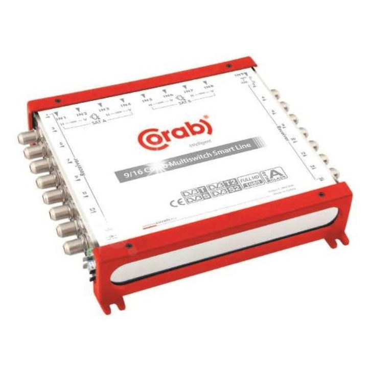 Мултисуич 9/16 Corab, 9 входа, 16 изхода, външно захранване, размери 55x260x245mm