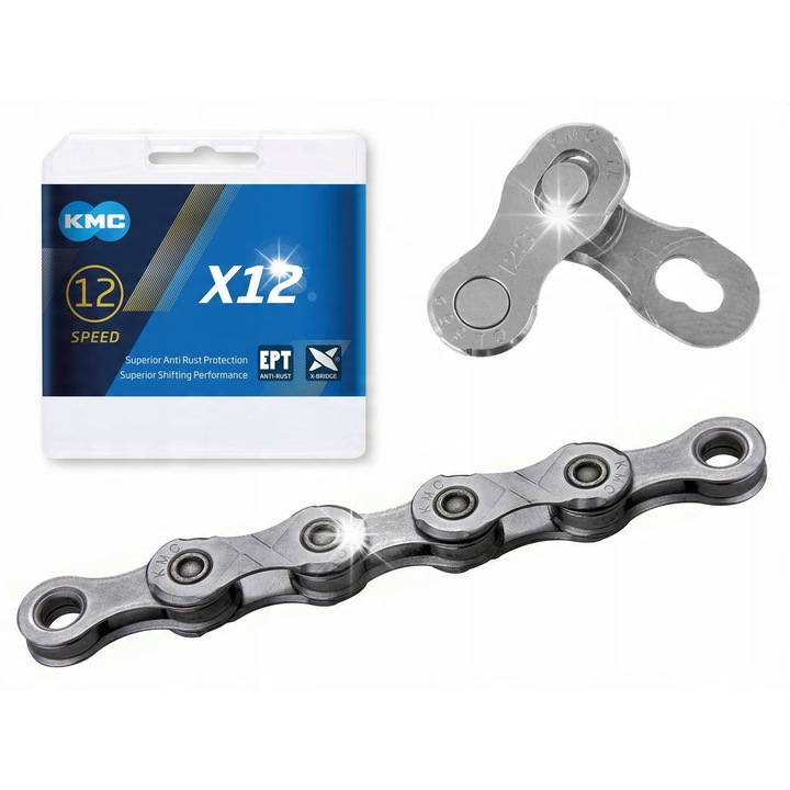 Верига за велосипед KMC X12 EPT 126L, 12 скорости, 268g, неръждаема, 1/2"x11/128"