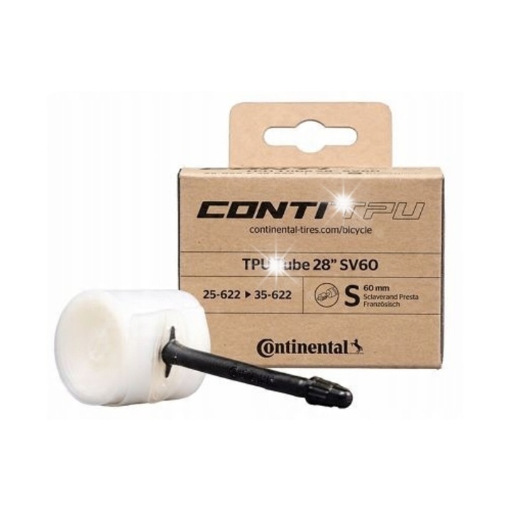 Continental TPU kerékpár belső gumi 25-32x700, Presta 60mm, fekete, 28 hüvelyk