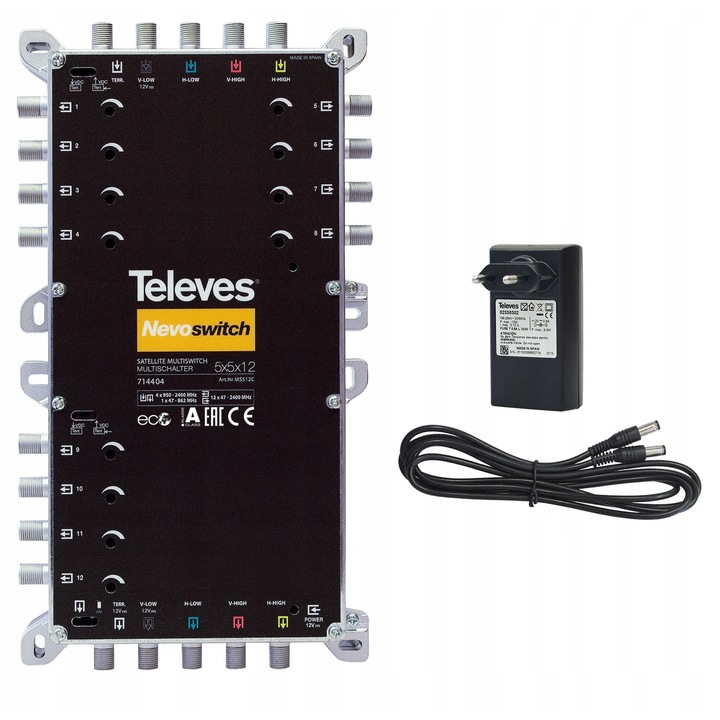 MultiSwitch 5/12 Televese NevoSwitch QUAD 714404, 12V, комплект със захранващ блок