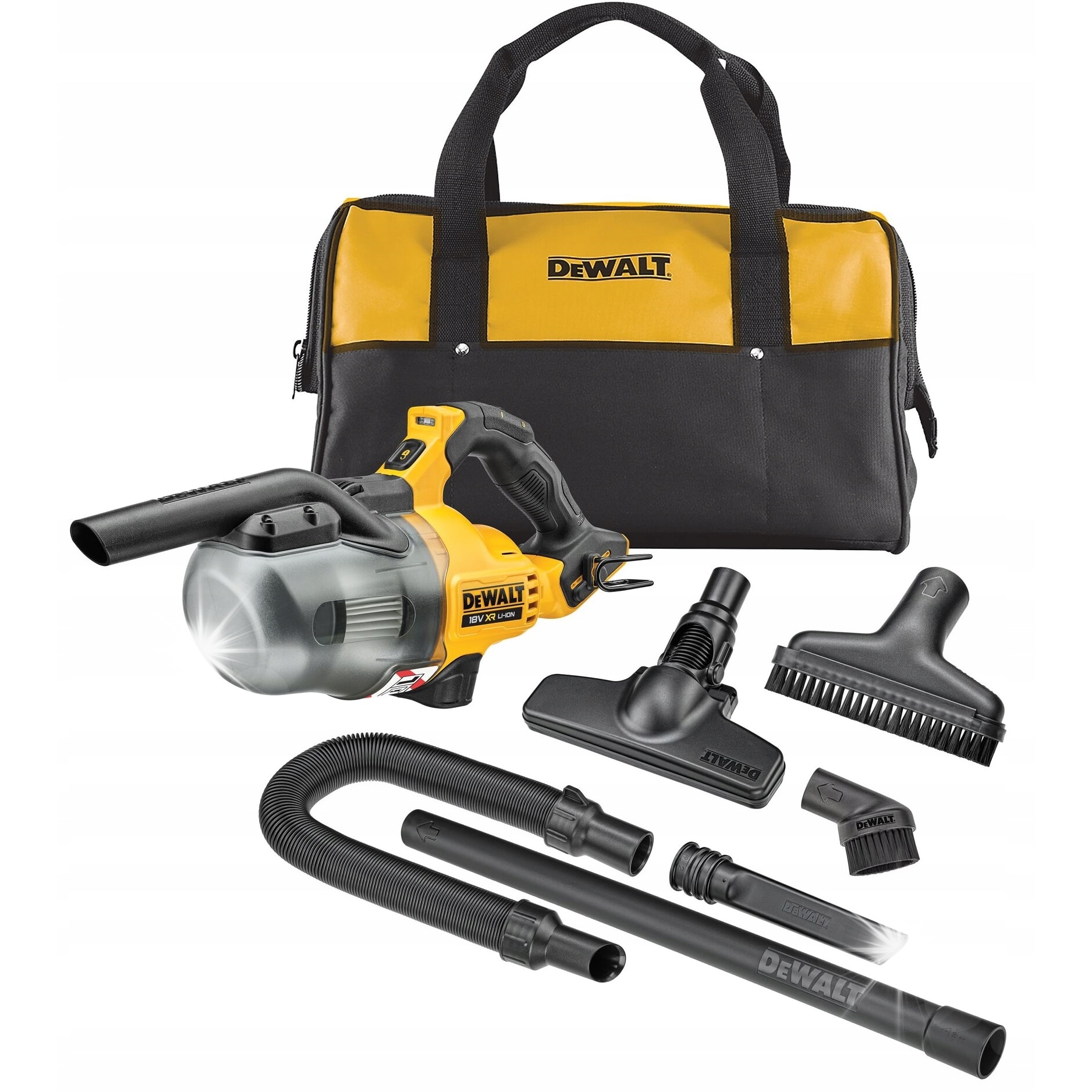 Aspirator fara fir DeWALT DCV501LN 18V XR, 300W, filtru HEPA, capacitate 0,75l, set cu accesorii