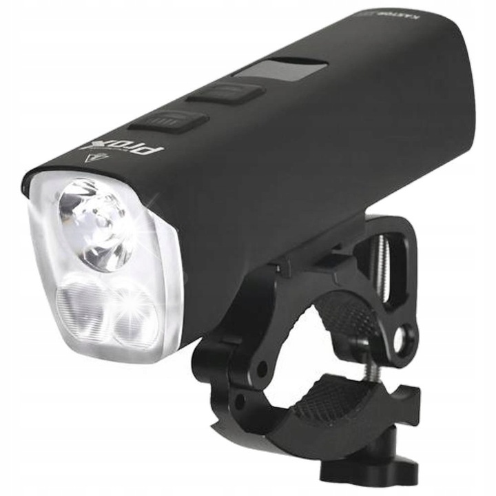 Prox Kastor-III 1500Lm kerékpár lámpa, 15 világítási mód, fekete, 99x34x30mm, tartóval és USB-C kábellel