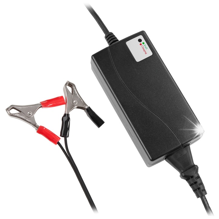 Incarcator pentru acumulatori cu gel 12V, Vipow, 7-14Ah, 0,8A, 230V