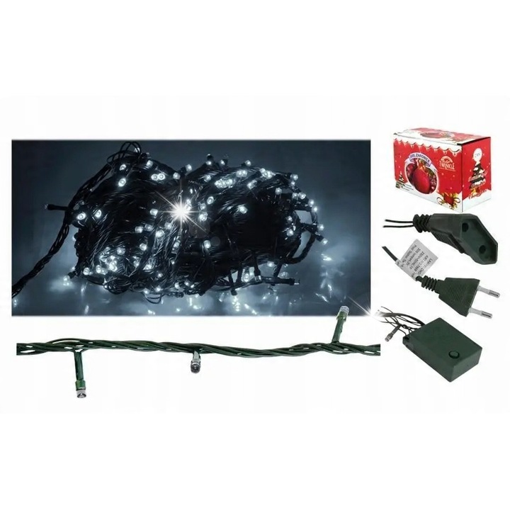Karácsonyi fények 200 LED, fehér, 15m, szett