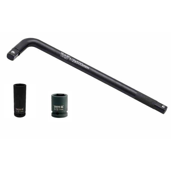 Set cheie de roti ramforsata L 500 1/2 + tubulara de impact scurta 21 mm + tubulara de impact lunga 21 mm