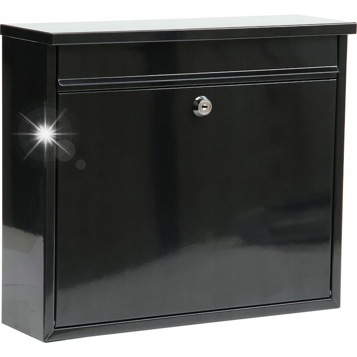 Vorel postaláda, 310x360x100mm, fekete, kulcsos zárral, 2 kulccsal