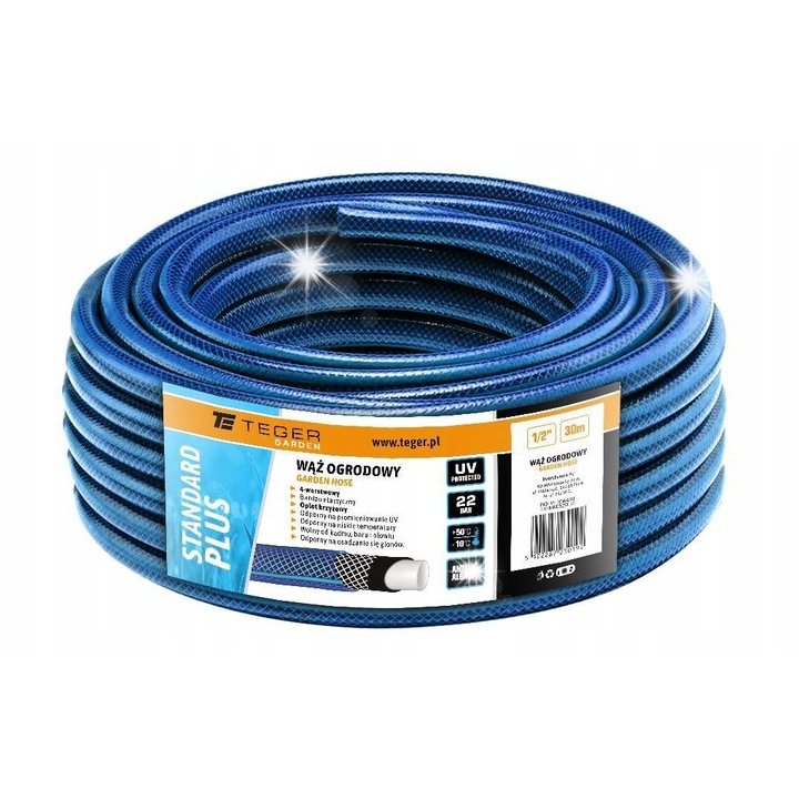 Teger STANDARD PLUS kerti tömlő, 4 rétegű, 1/2", 30m, PVC