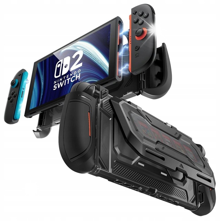 Supcase Titan védőtok Nintendo Switch 2-höz, fekete, beépített állvánnyal