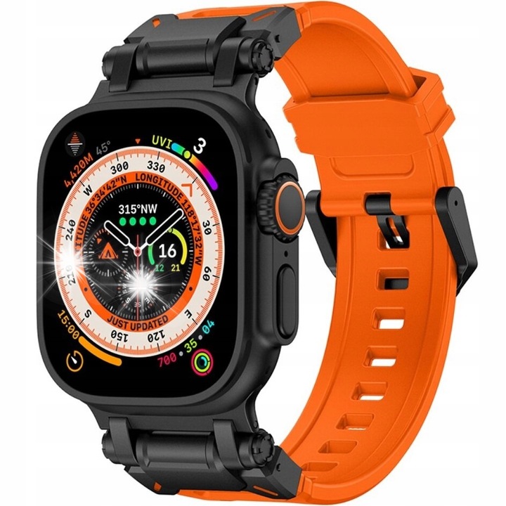 Pasek pentru Apple Watch Ultra 2, 49mm, design ergonomic, reglabil, silicon, set