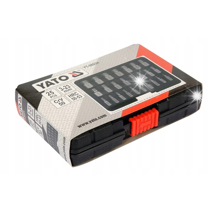 Set de 25 extractoare pentru suruburi deteriorate Yato, dimensiuni 3x23mm