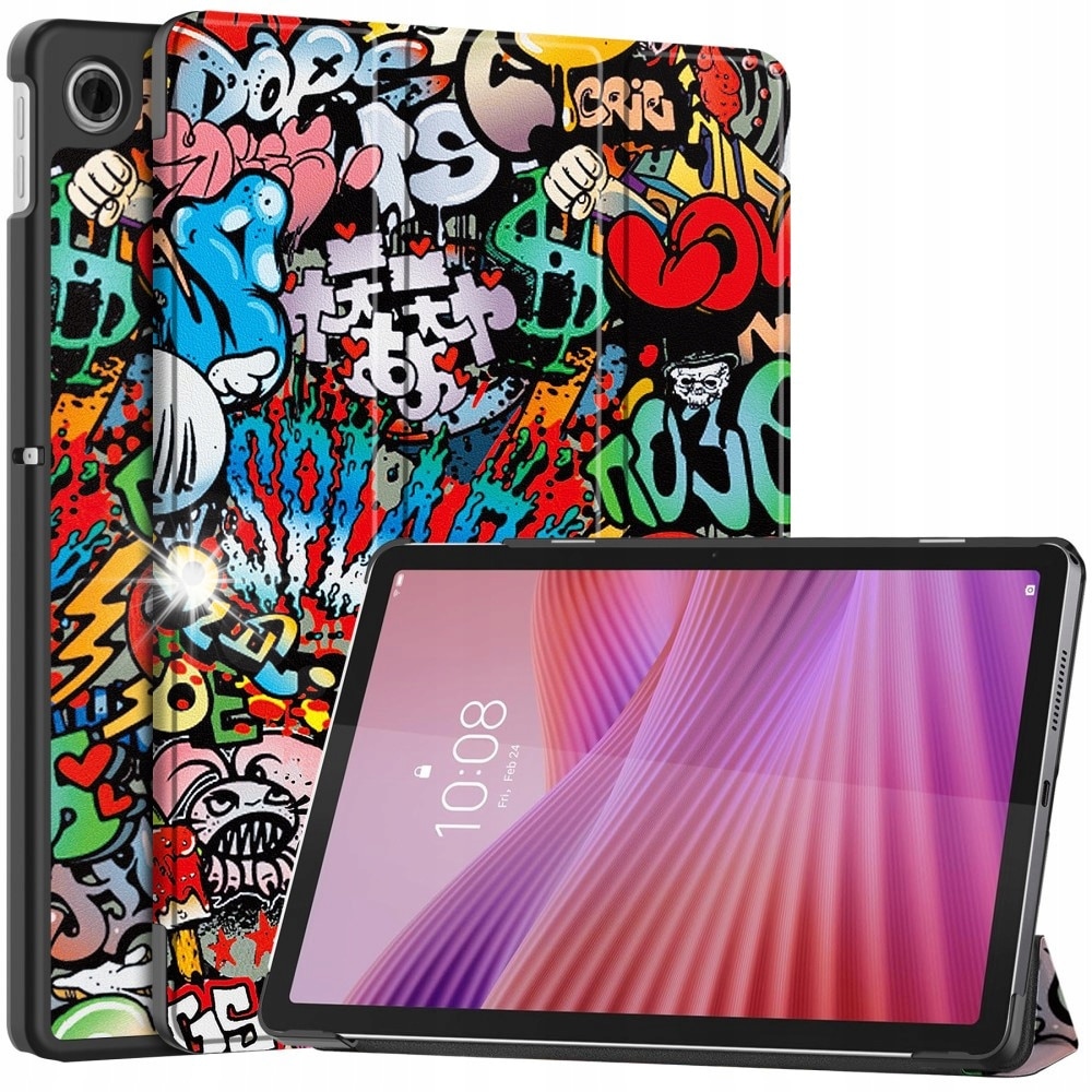 Etui tri-fold pentru Lenovo Tab 10.1" TB311FU, protectie eficienta, design graffiti, dimensiuni perfecte