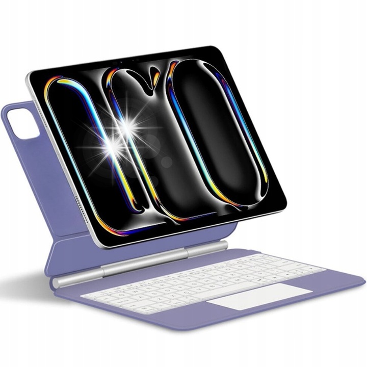 Mágneses 2 az 1-ben tok Bluetooth billentyűzettel és érintőpaddal iPad Pro 13" 2024-hez, lila