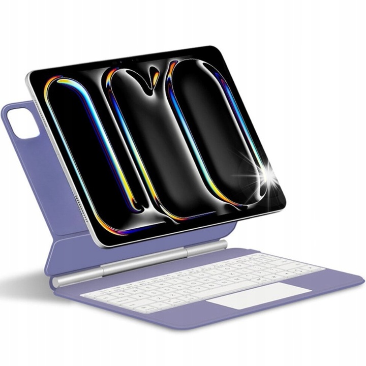 Etui magnetic 2in1 cu tastatura Bluetooth si touchpad pentru iPad Pro 11" 5 gen. 2024, violet