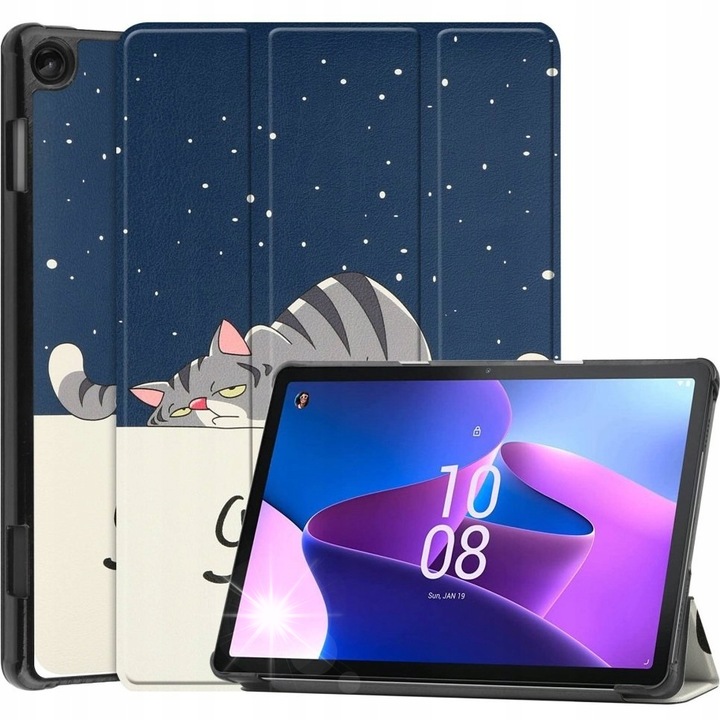 Tok Lenovo Tab M10 Gen 3 tablethez, Smartcase, PU bőr, állvány funkció, fekete