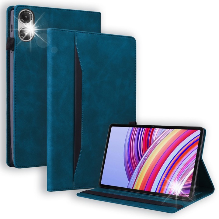 Tabletok tok, Xiaomi Redmi Pad Pro, állvánnyal, ceruzatartóval, kék