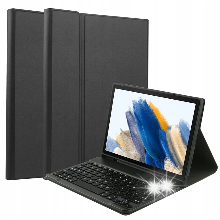 Etui cu tastatura Bluetooth pentru tableta Samsung Galaxy Tab A8 10.5, negru, 2 in 1, cu suport pentru stylus