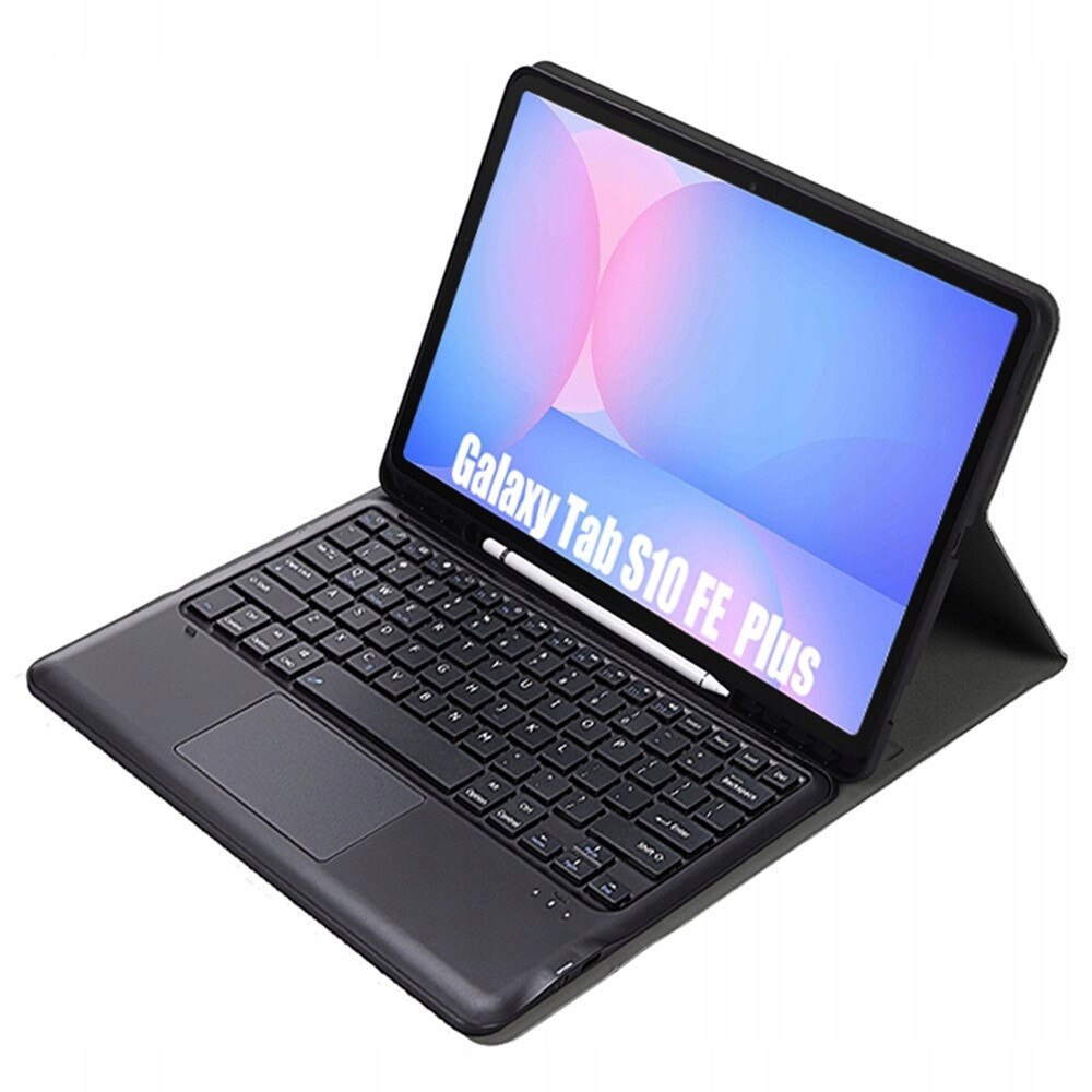 Husa cu tastatura Bluetooth si touchpad Erbord pentru Samsung Galaxy Tab S10 FE+, negru