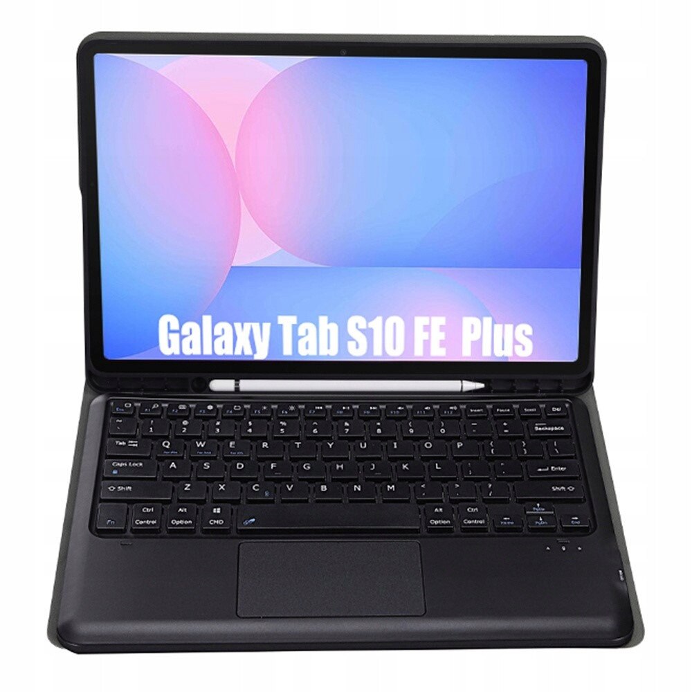 Husa cu tastatura Bluetooth si touchpad Erbord pentru Samsung Galaxy Tab S10 FE+, negru