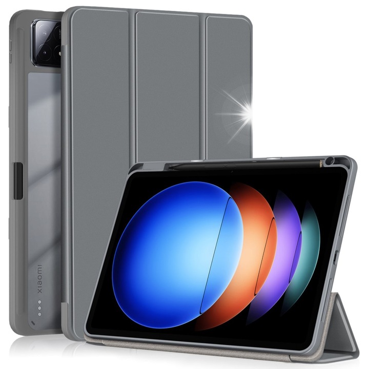 Калъф за таблет, Xiaomi Pad 6S Pro 12.4, трисекционен, сив