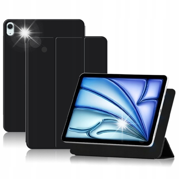 Mágneses tok iPad Air 11" 6. generációhoz, funkcionális állvánnyal, fekete