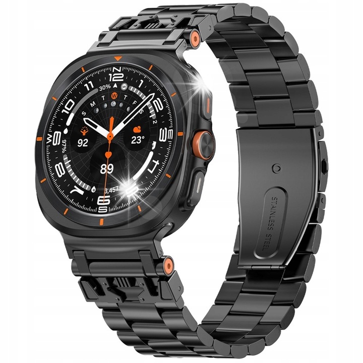 Husa din otel pentru Samsung Galaxy Watch Ultra 47mm, design elegant, reglabil, negru