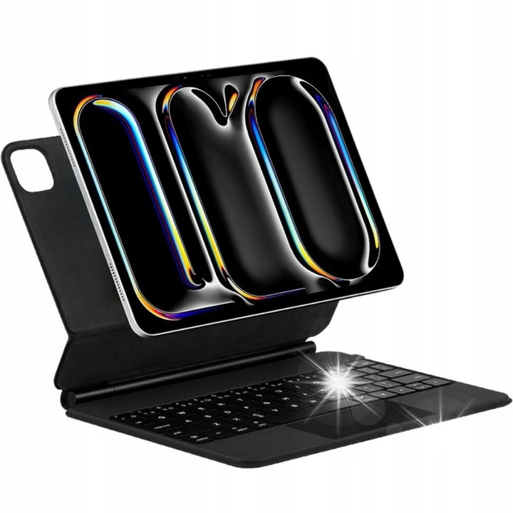 Mágneses 2 az 1-ben tok Bluetooth billentyűzettel és érintőpaddal iPad Pro 13" 2024-hez, fekete