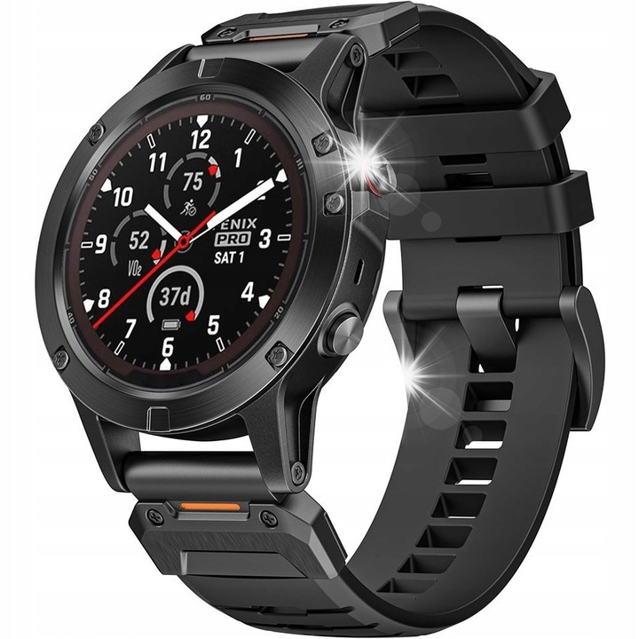 Curea QuickFit din silicon pentru ceasuri Garmin, 22mm, design sportiv, waterproof, lungime ajustabila, negru