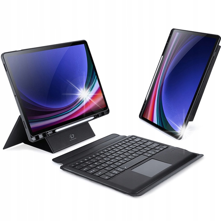Dux Ducis billentyűzetes tok Galaxy Tab S10+/S9+/S9 FE+ tablethez, fekete, 12.4"