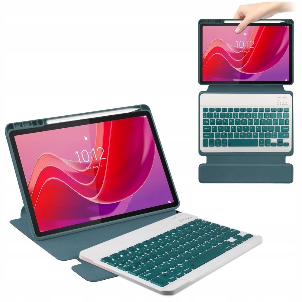 Etui 2 in 1 cu tastatura Bluetooth pentru Lenovo Tab M11, verde inchis, rotativ 360°