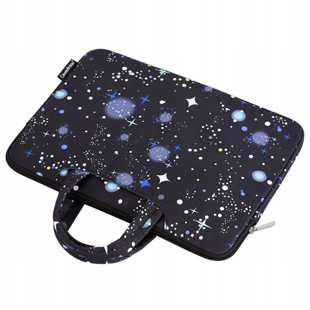 Etui laptop 13"/14", design stele, impermeabil, negru, dimensiuni 35.5x25.1x2.4cm