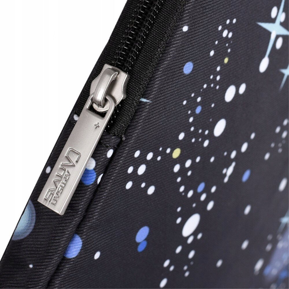 Etui laptop 13"/14", design stele, impermeabil, negru, dimensiuni 35.5x25.1x2.4cm