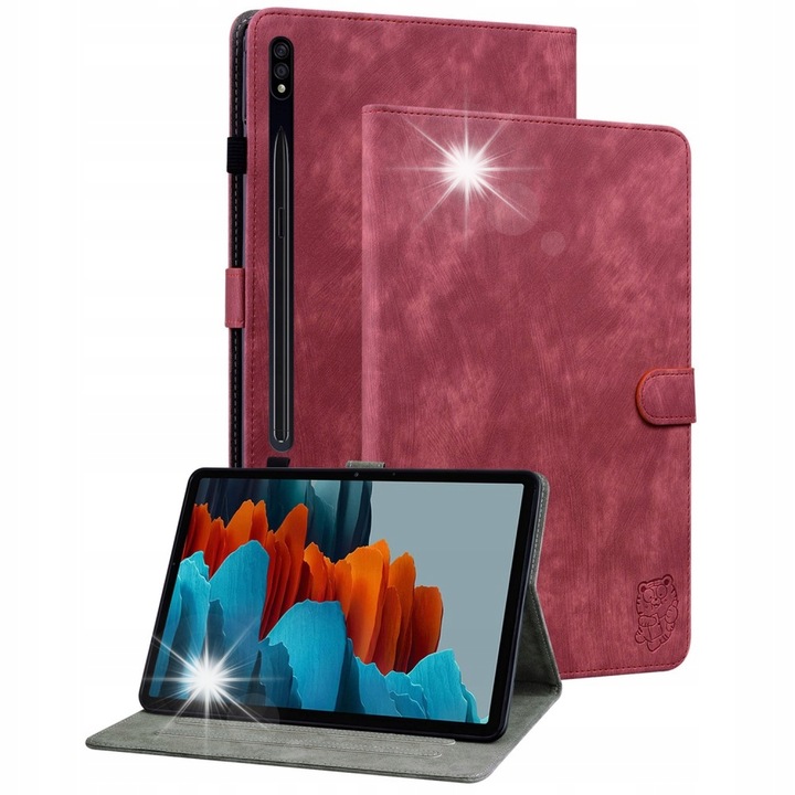Tok Samsung Galaxy Tab S9-hez, piros, ceruzatartóval, tablettok készlet