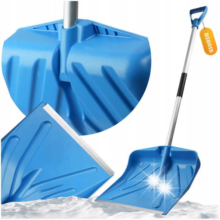 Lopata de zapada Begris, aluminiu, 130x44cm, antiderapant, albastra