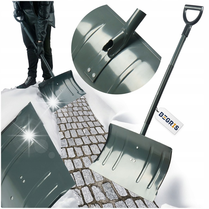Lopata de zapada Begris, metalica, 50x32cm, cu maner ergonomic, 118cm