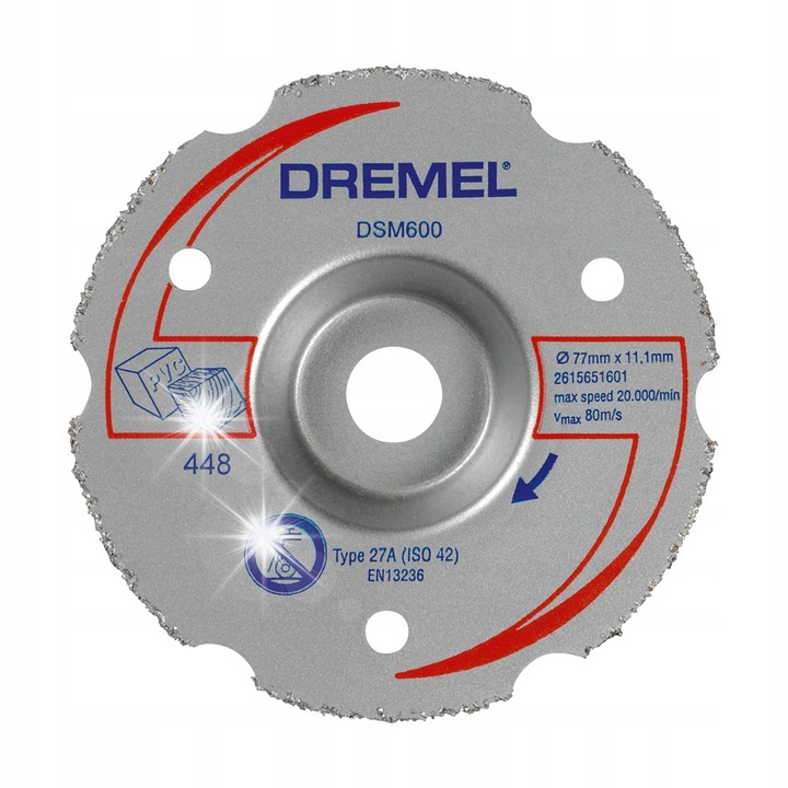 Univerzális vágókorong DSM600, Dremel, 77mm, 20mm vágásmélység, 11,1mm belső átmérő