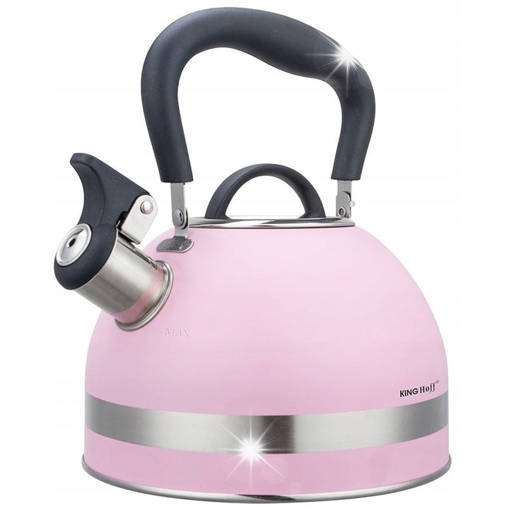 Kinghoff 1.8L rozsdamentes acél teáskanna, összecsukható fogantyúval, gáz- és indukciós tűzhelyhez