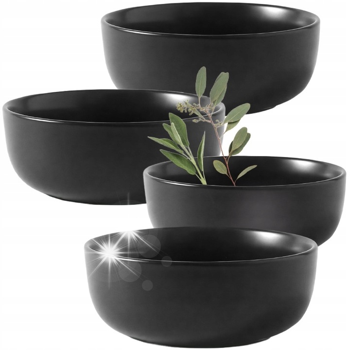 Boluri din portelan MG Home Artena, set 4 bucati, 15 cm, negru