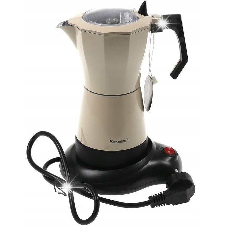 Еспресо машини за котлон, ROSSNER, модел 4420-W, 300мл, 6 чаши, 360° въртяща се, 14,5x17x4см