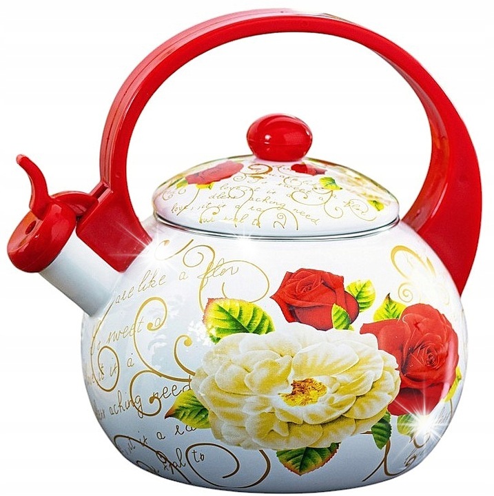 Kinghoff KH-1910 zománcozott teáskanna, 2L, üveg, indukciós, gáz, olíva