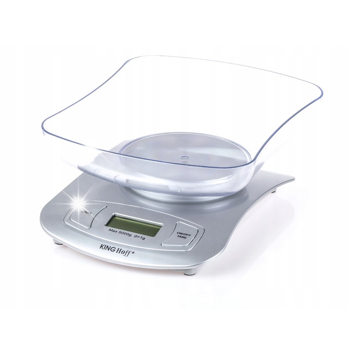 Cantar de bucatarie Kinghoff KH-6072, 5kg, 1g, cu display LCD, 24x18x5,5cm