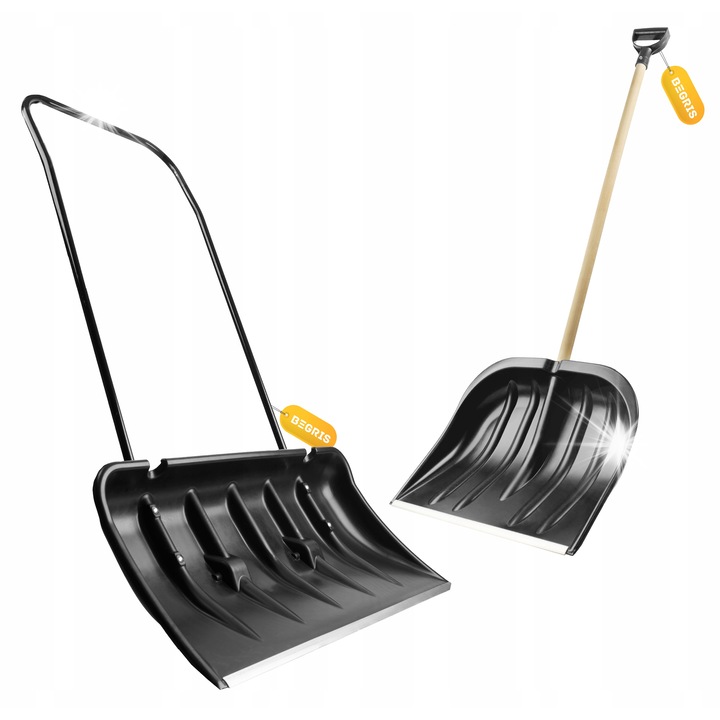 Set lopata si zgarniacz de zapada Begris, 138x40x44cm, 140x45x82cm, negru