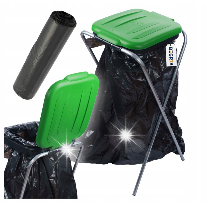 Cos de gunoi pentru reciclare 1 statie Begris, set cu 10 saci 120L, culori diverse, 78x37,5x36cm
