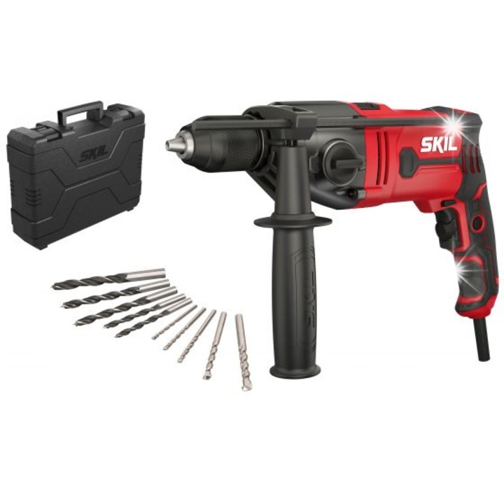 Бормашина Skil 6745, 1050W, 13мм, с функция удар, комплект с куфар