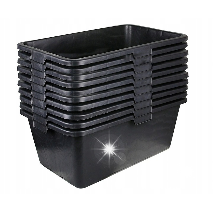 Set 10 unelte de vopsit si tencuit Begris, castra budowlana rectangulara 90L, plastic rezistent, cu manere confortabile