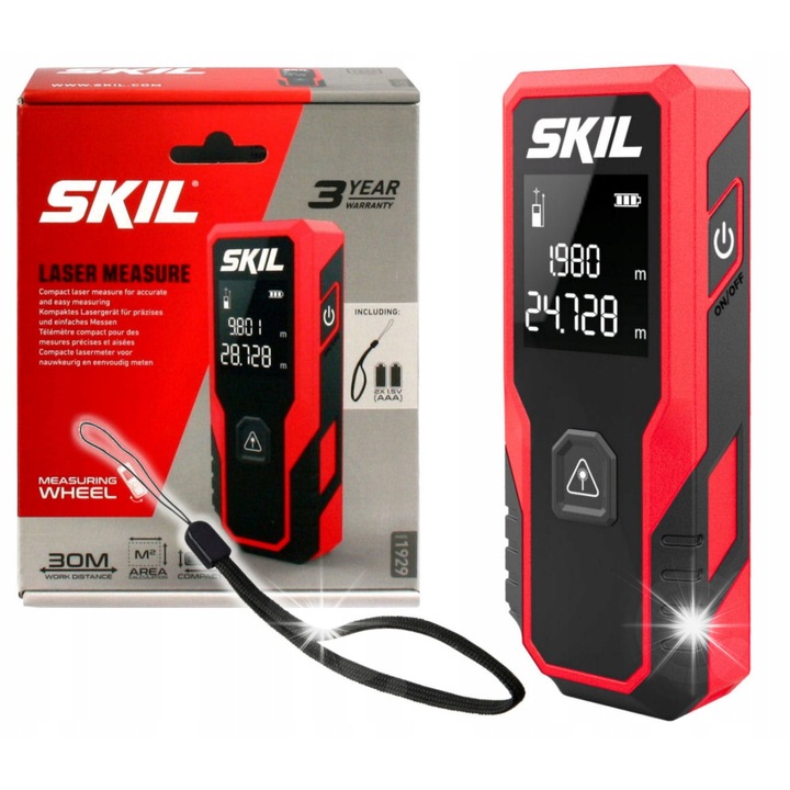 Dalmierz laserowy 1929, 30m, cu roata de masurare, IP54, 114x43x23mm