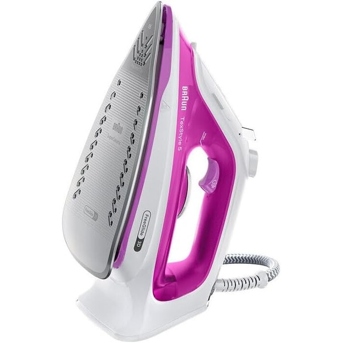 Fier de calcat cu abur Braun TexStyle 5 SI5225 PU, 2500W, talpa FreeGlide 3D, jet abur 200 g/min, rezervor 300 ml, Alb/Mov