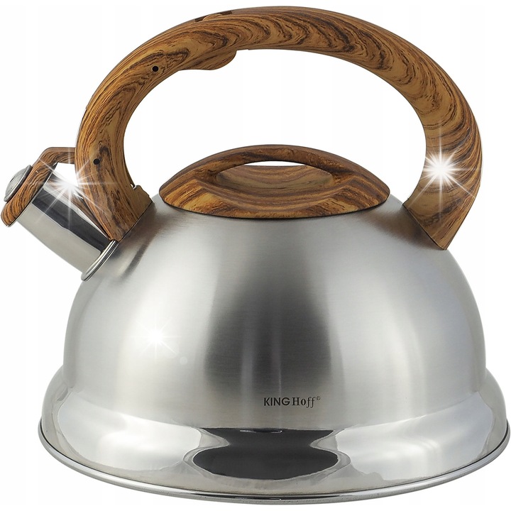 Ceainic Kinghoff 3L, inox, design modern, dno akutermic, maner antiaderent, set complet