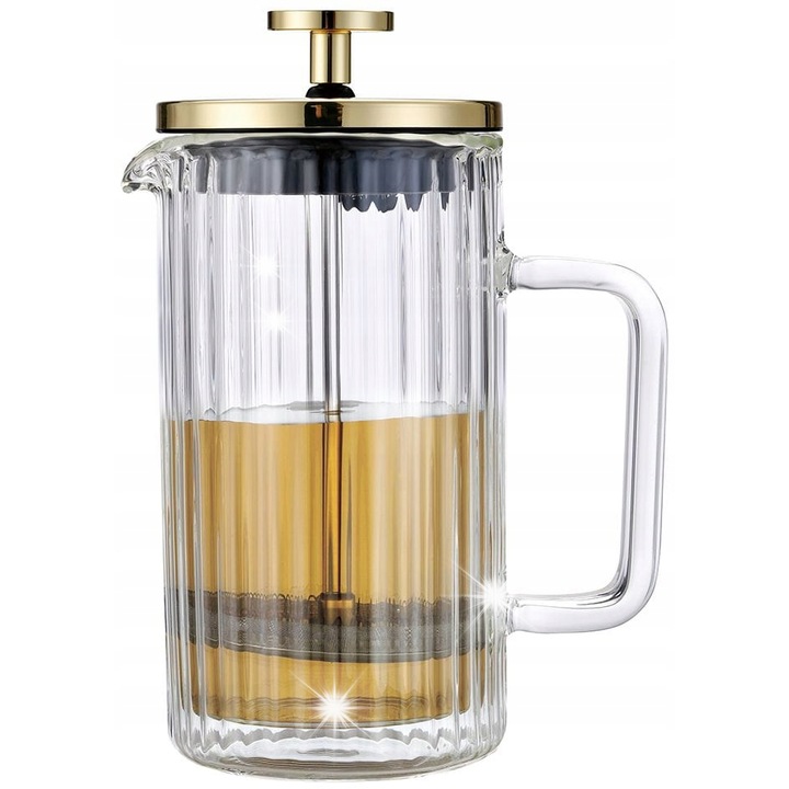 Kávé- és teafőző, KLAUSBERG, 350ml, boroszilikát üveg, arany