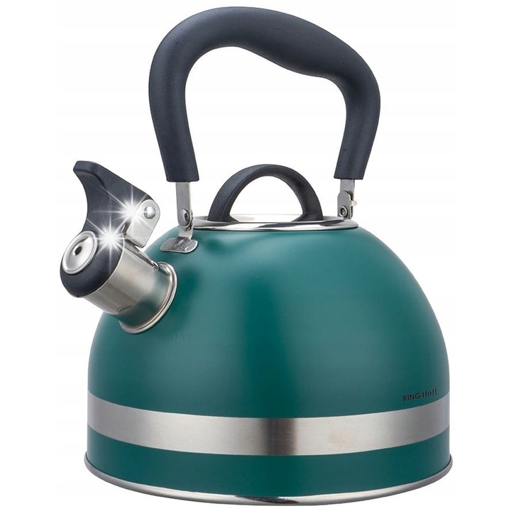 Kinghoff 1.8L rozsdamentes acél teáskanna, zöld, összecsukható fogantyúval